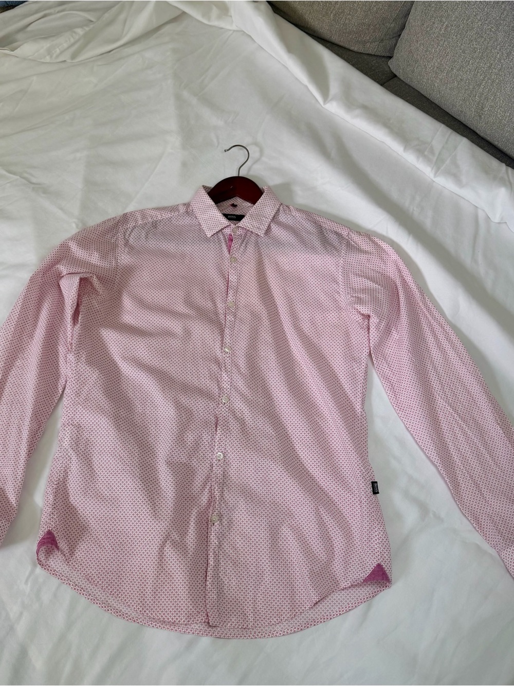 Boss Pink Micro-Pattern Dress Shirt